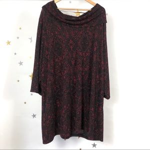 4X red & black paisley print stretchy dress 30/32W